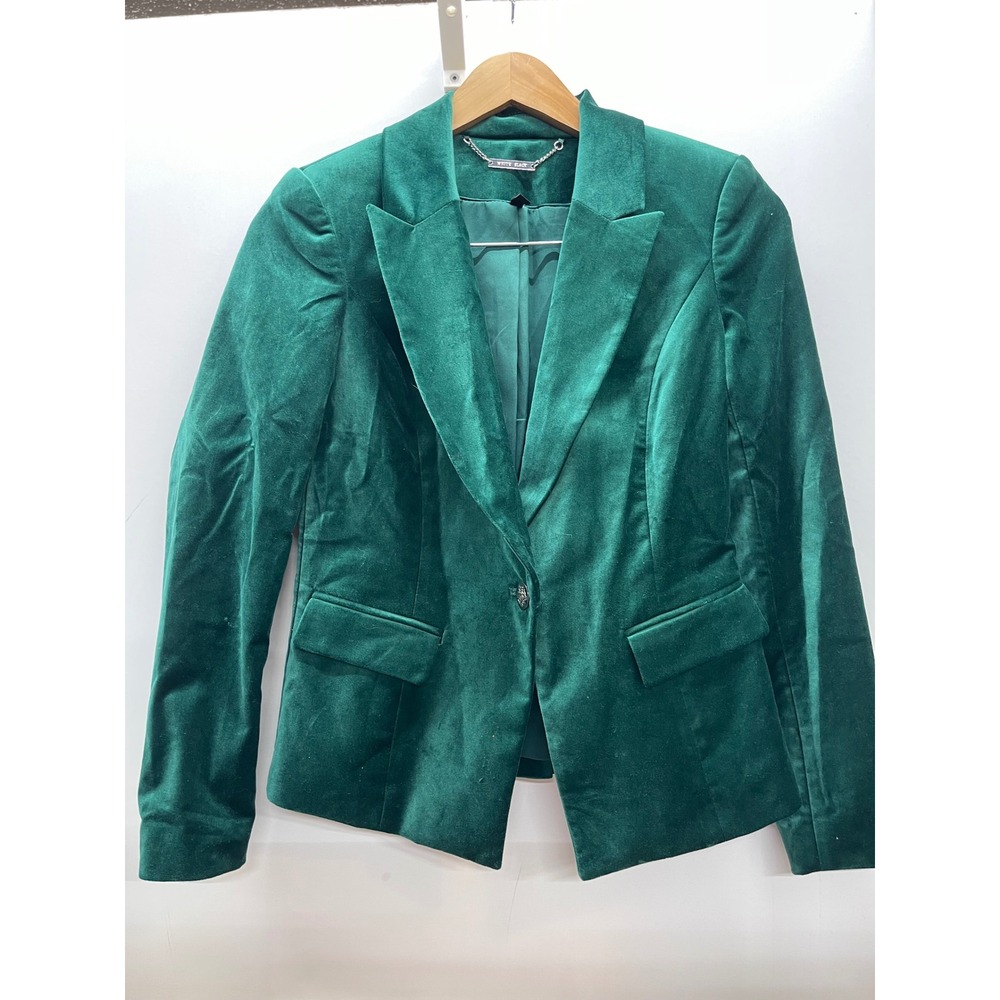 White House Black Market Emerald Green Velvet Blazer Jacket Size 0 Holiday